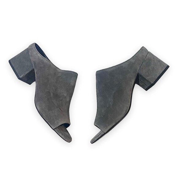 3.1 Phillip Lim Cube Block Heel Mules Sandal, Grey Suede, 37.5EU, New in Box - Picture 5 of 13